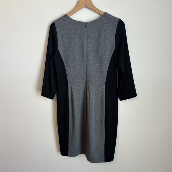 Talbots Color Block Ponte Knit Long Sleeve Work Career Sheath Dress Size 8P - Picture 3 of 5